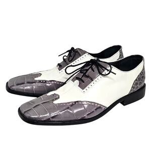 Stacy Adams Gregorio Men Leather Lace Up White Black Gray Dress Shoes Size 8.5M